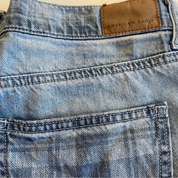 American Eagle Denim Shorts Sz 4Half Blue Plaid Highest Rise Mom Summer Casual - Picture 6 of 12
